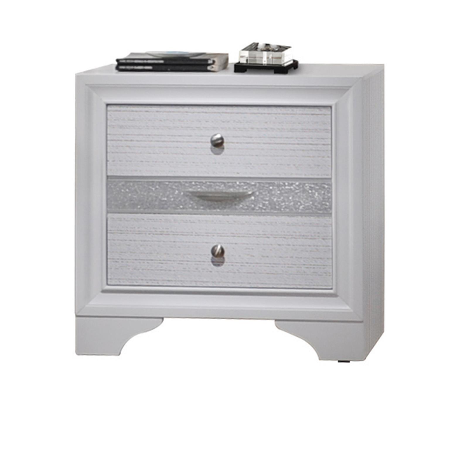 Naima Contemporary Nightstand with Sparkling Jewelry Drawers